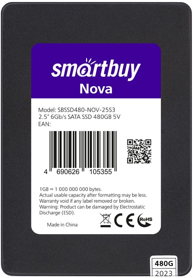 25" SSD Smartbuy Nova 480GB TLC SATA3