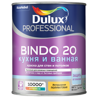 Краска водно-дисперсионная Dulux Professional Bindo 20 кухня и ванная влагостойкая моющаяся полуматовая белый 1 л 1 кг