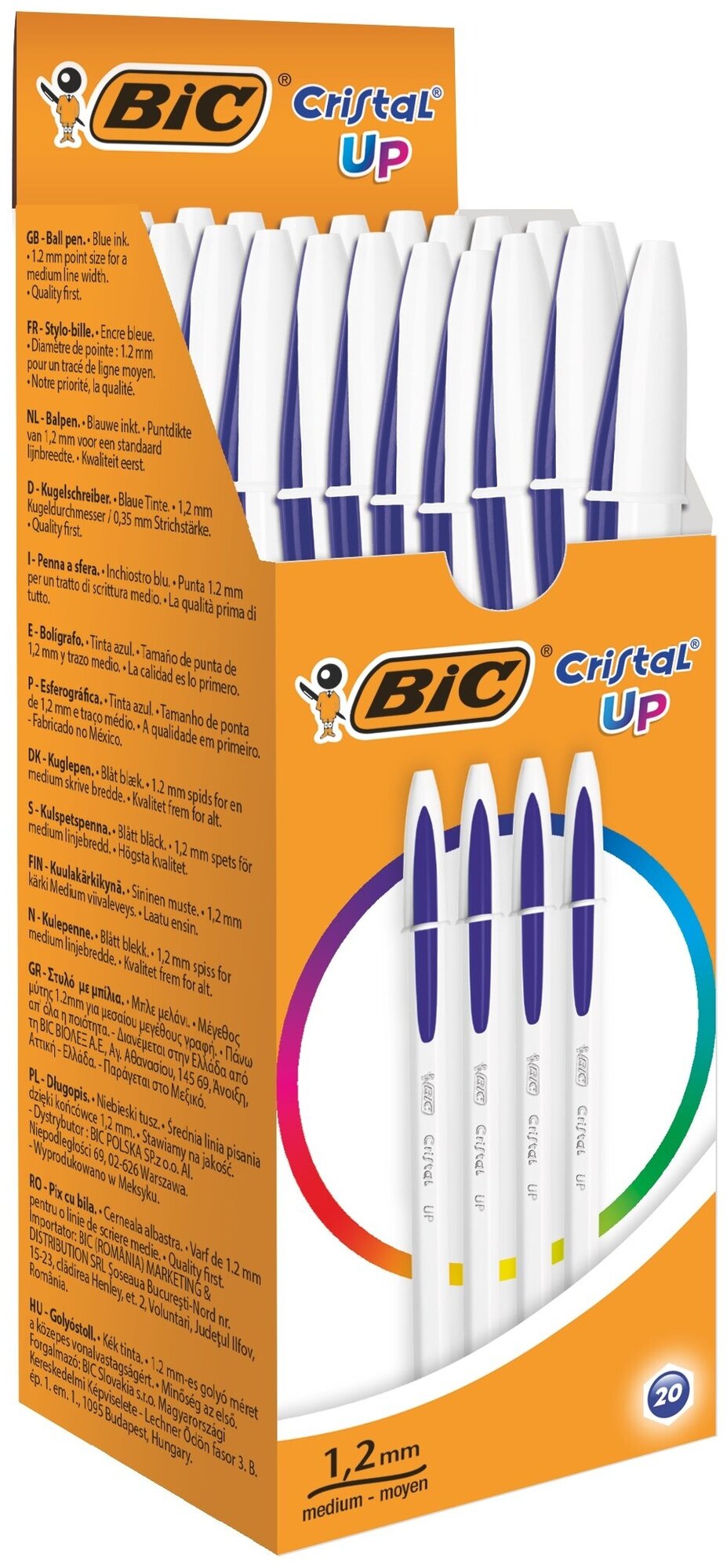 BIC Набор шариковых ручек Cristal UP, 1.2 мм (950446/949879/949880), 949879, синий цвет чернил, 20 шт.