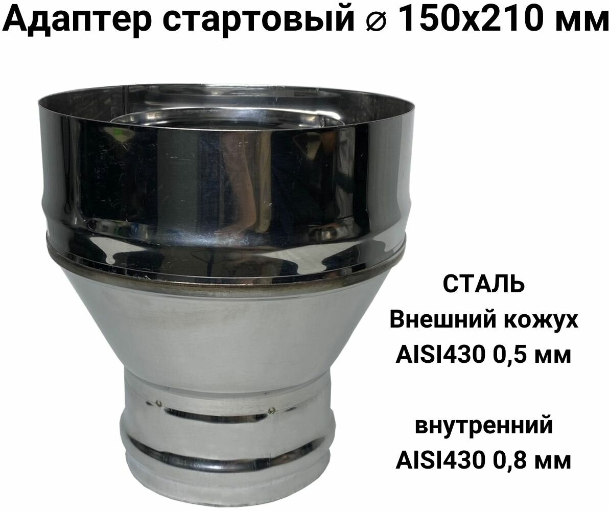 Адаптер стартовый М для дымохода D 150x210 мм (08/430*05/430) 