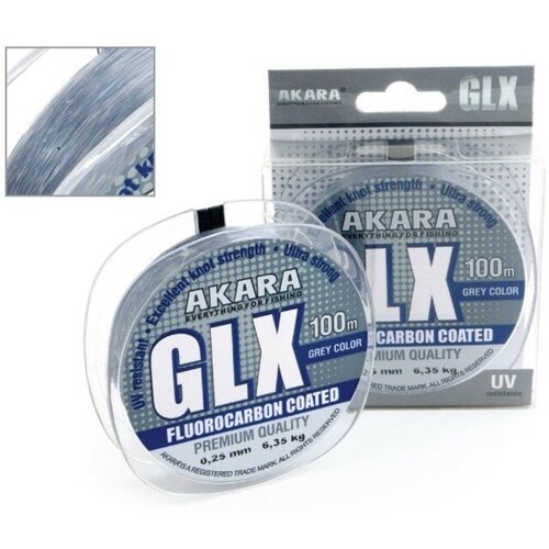 Леска Akara GLX Premium Grey, диаметр 0.14 мм, тест 2.3 кг, 100 м, серая 9681014