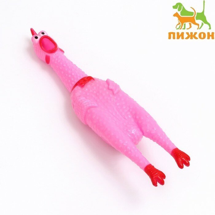 Пижон Игрушка пищащая "Задумчивая курица" для собак, 28 см, розовая