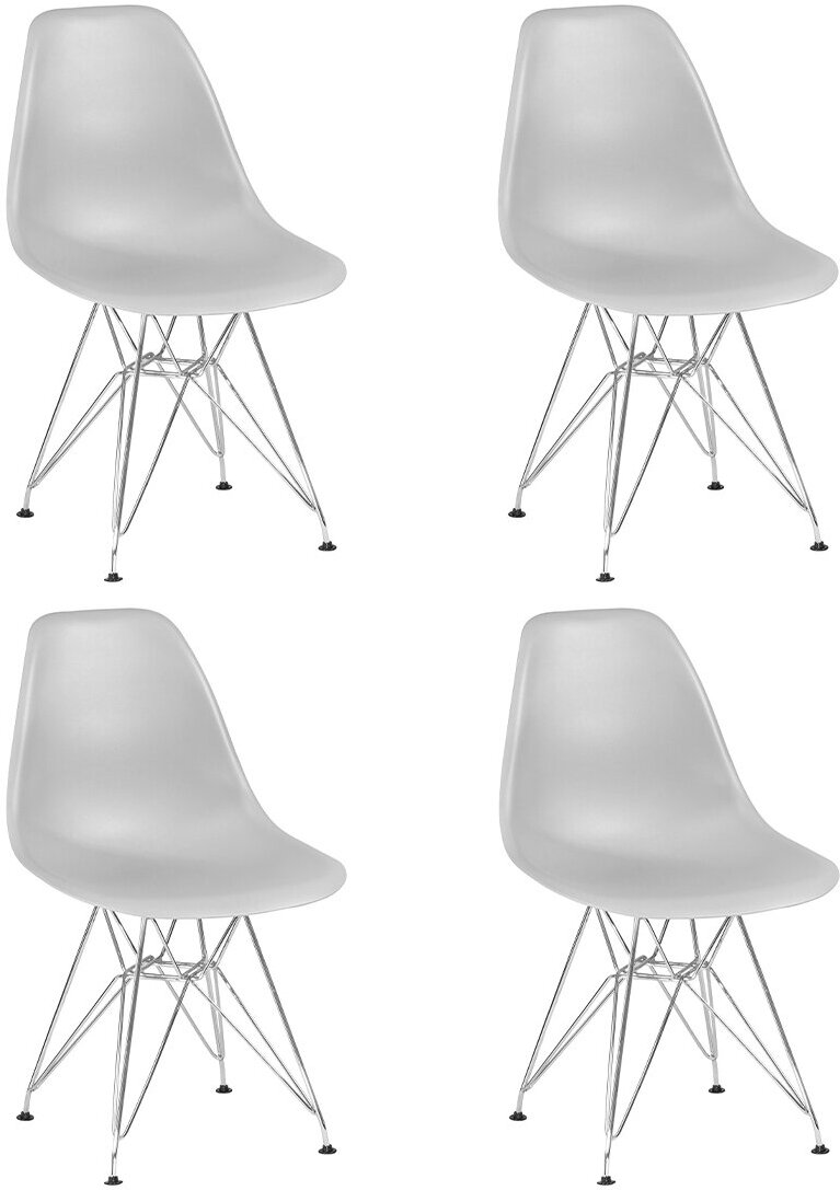 Набор 4 шт. Стул обеденный DOBRIN DSR, LMZL-PP638A, ножки хром, цвет светло-серый (GR-01)