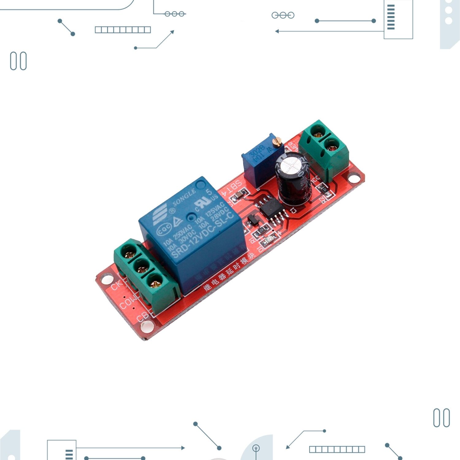 Модуль реле SDR-12VDC-SL-C 12В с таймером HW-010