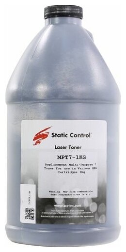 Тонер Static Control для HP LJ P1005/1006/1505, MPT7, Bk, 1 кг, флакон