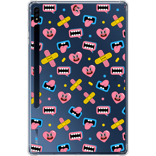 Противоударный силиконовый чехол для планшета Samsung Galaxy Tab S7 Plus/S8 Plus 12.4 Сartoon mouth stickers