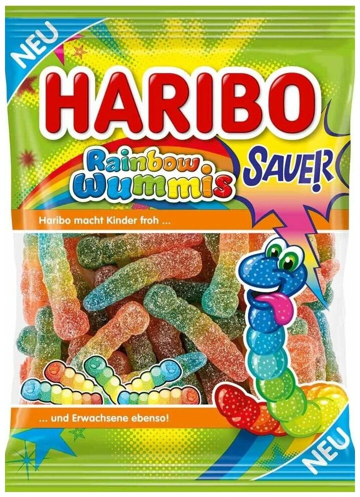 Жевательный мармелад HARIBO Rainbow Wummis Sauer кислые 1 уп. 160 гр.