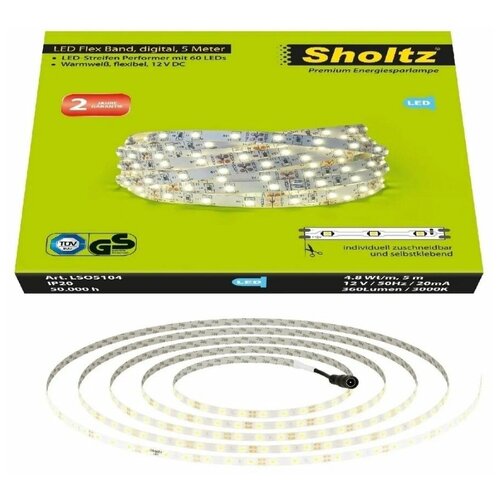 Светодиодная лента SHOLTZ 5м, 12В, IP20, 60 LED/m LSO5104