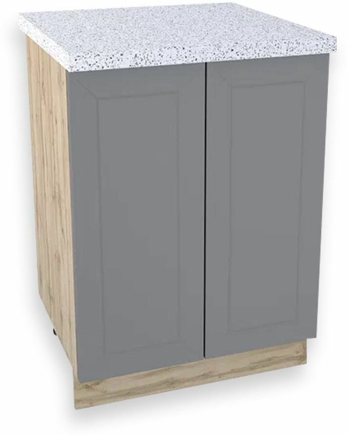 Кухонный модуль шкаф нижний напольный с 2 створками ШН 600 глетчер, дуб вотан/маренго силк 81,6х60х47.8 - фотография № 7