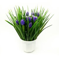 Искусственное растение и цветы в кашпо фиолетовые тюльпаны декор