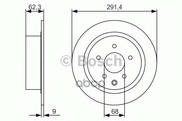 Диск Торм. Зад.[292X9] 5 Отв. Bosch арт. 0986479R14
