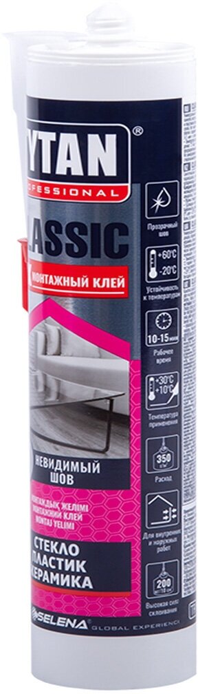 Монтажный клей TYTAN PROFESSIONAL Classic Fix прозрачный 310мл, 1шт.