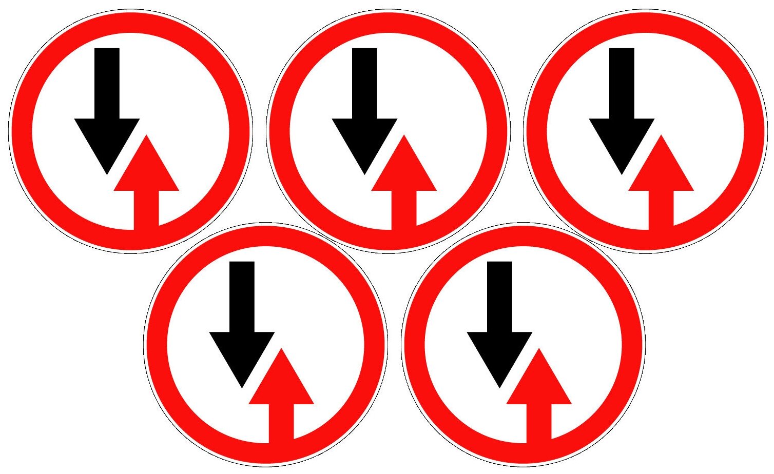 Дорожный знак, наклейка/маска (без светоотражения) 2.6 Преимущество встречного движения Размер 700х700 мм 5 шт.