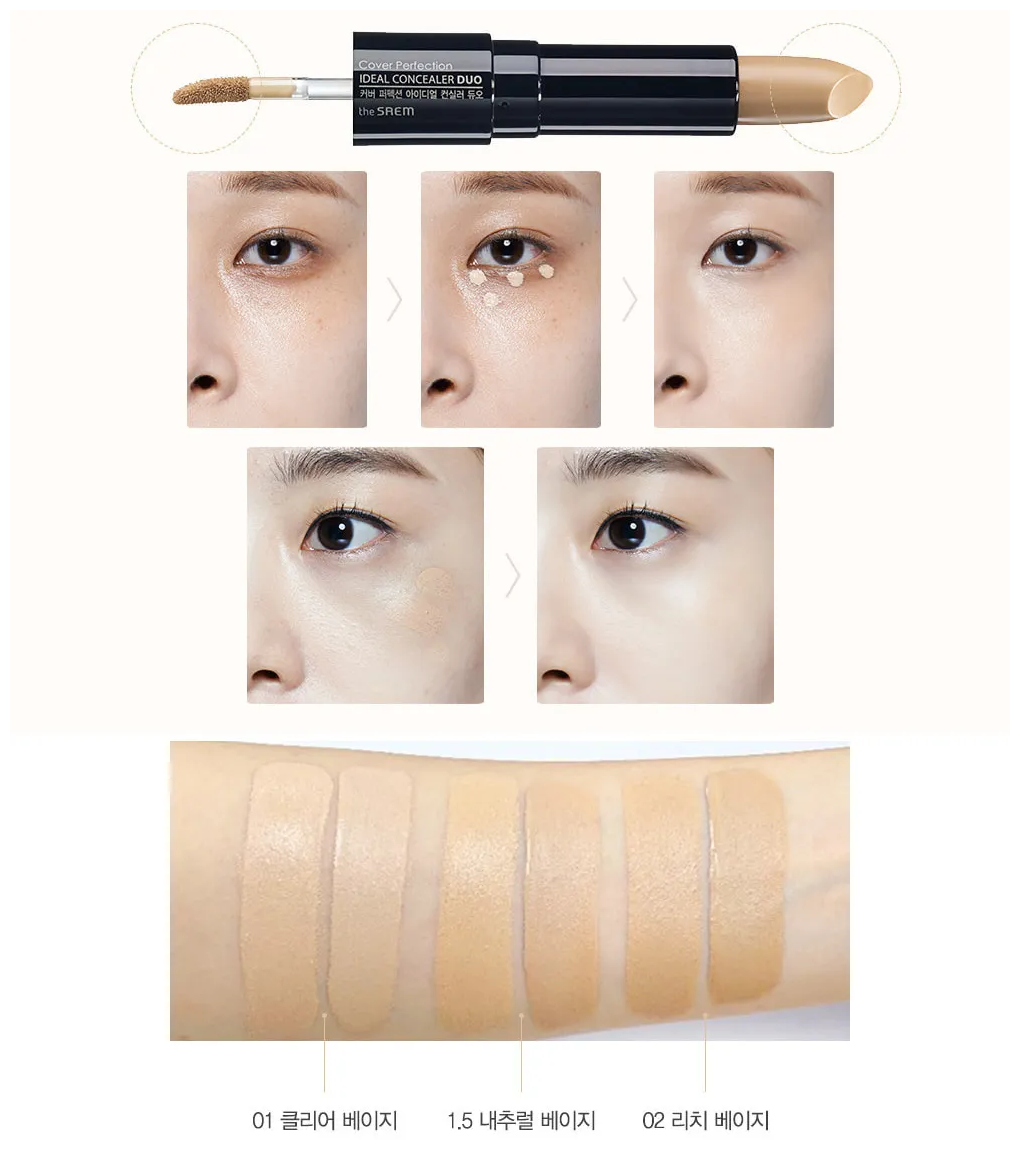 Консилер двойной The Saem Cover Perfection Ideal Concealer Duo1.5Natural Bei - фото №14