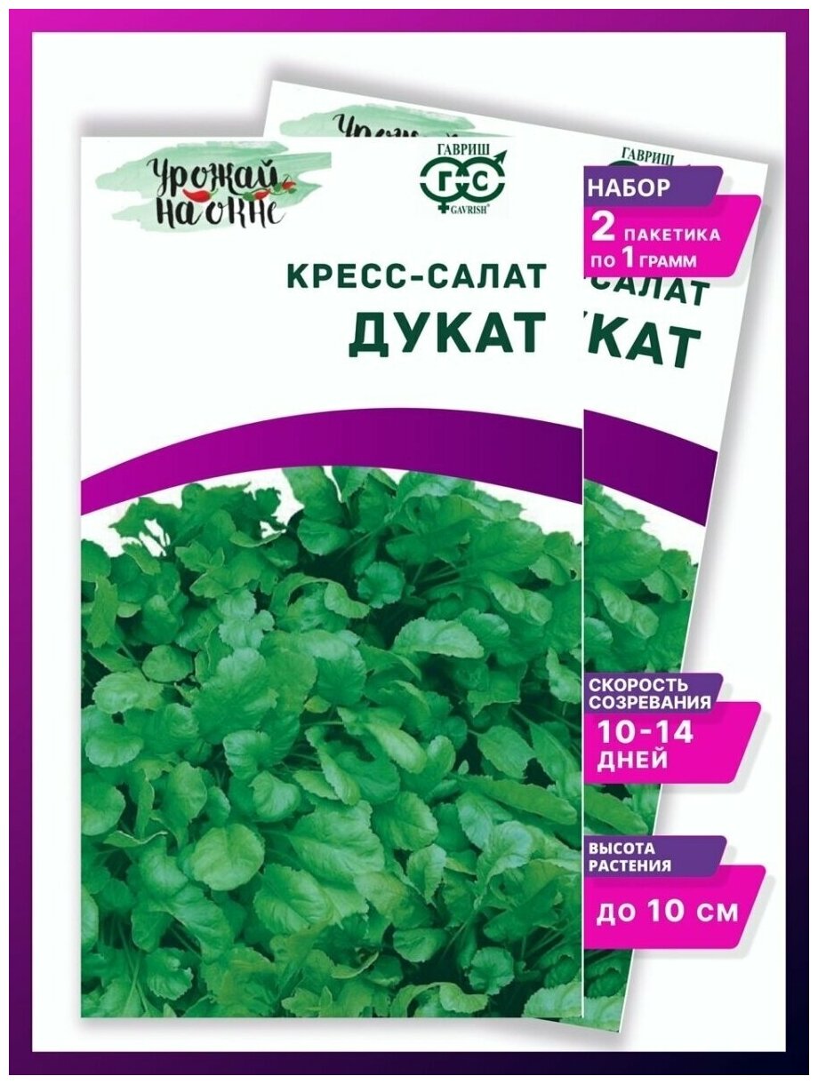 Кресс-салат Дукат Урожай на окне 10 г; семена кресс-салата для балкона подоконника