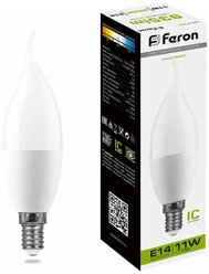 FERON Лампа светодиодная FERON, (11W) 230V E14 4000K на ветру С37T, LB-770