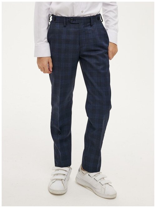 Школьные брюки Noble People, нарядный стиль, карманы, размер 146, синий