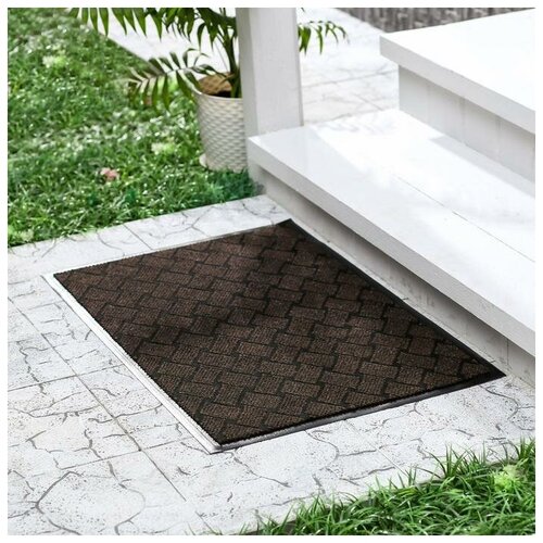 Коврик придверный влаговпитывающий Крафт 6090 см цвет коричневый 1184₽