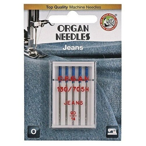 Игла/иглы Organ Jeans 90, синий/серебристый, 5 шт. игла иглы kleiber jeans 90 100 серебристый 5 шт