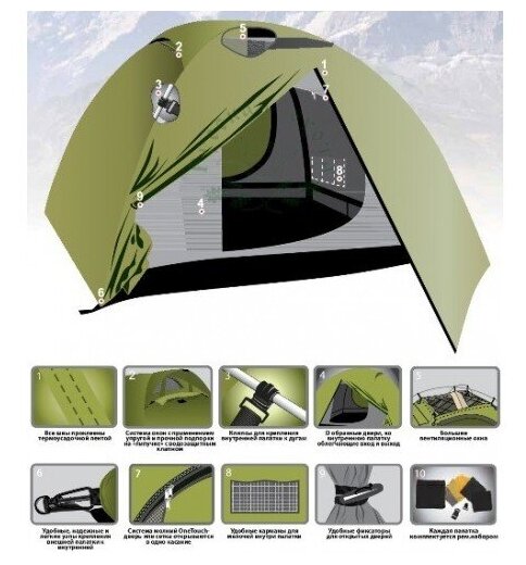 Палатка трекинговая четырехместная Tramp LITE CAMP 4, зеленый - фотография № 6