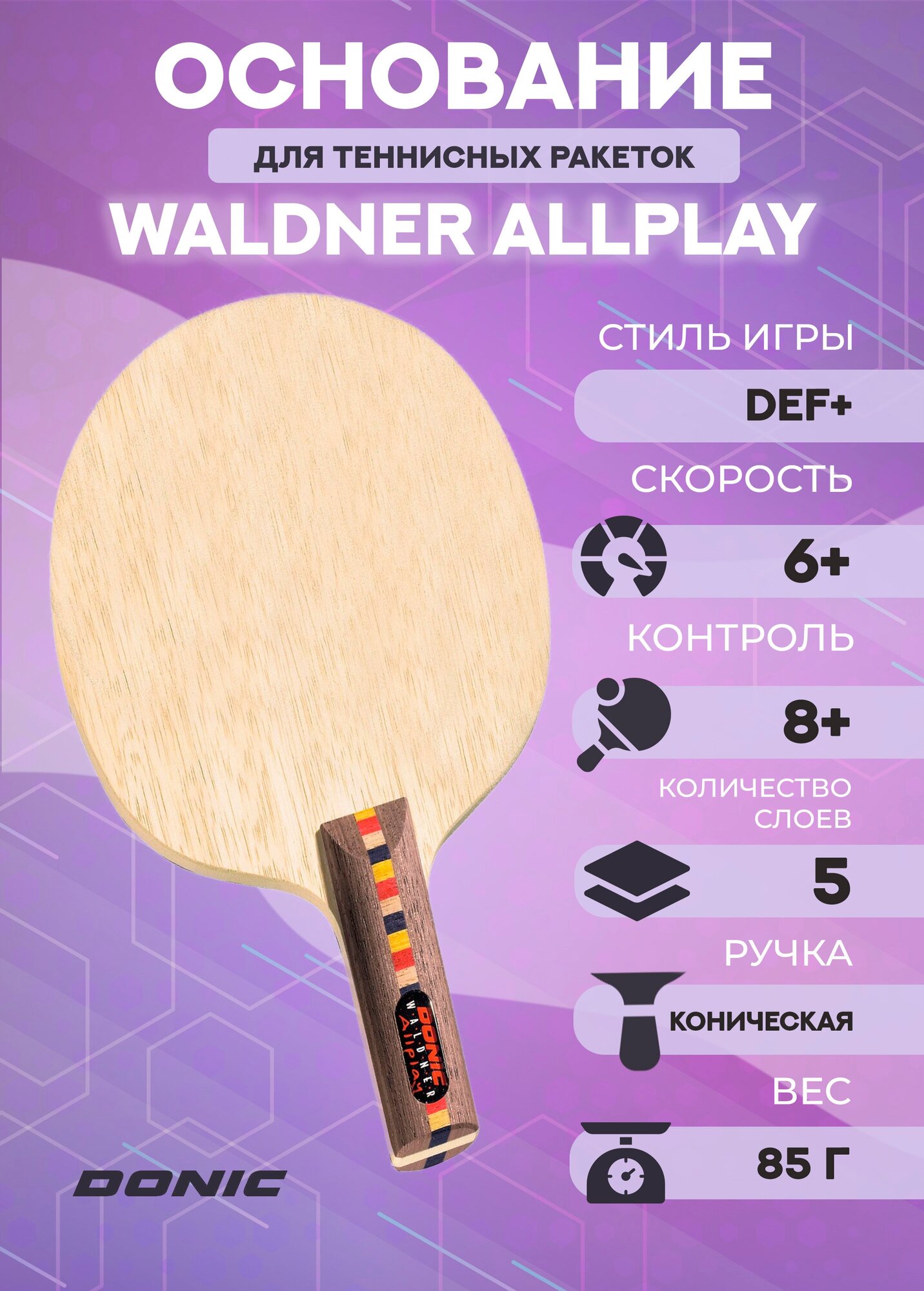 Основание ракетки для настольного тенниса Donic Waldner AllPlay All, тип ручки FL