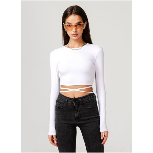 фото Базовый лонгслив с открытой спиной женский (белый), размер xs / белый цвет / prosche