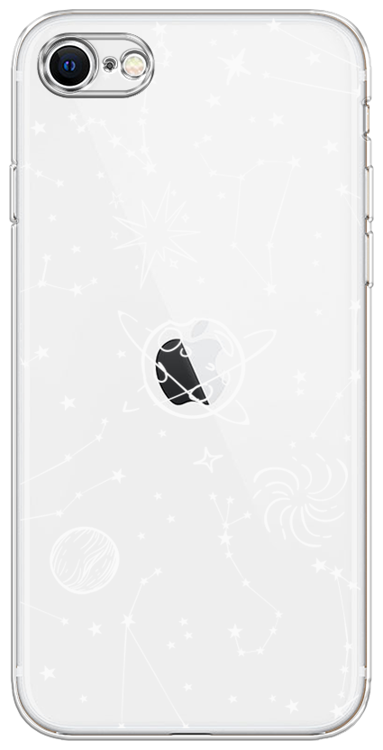 Силиконовый чехол на Apple iPhone 7 / Айфон 7 "Планеты в космосе", прозрачный