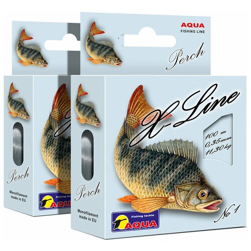 фото Леска aqua x-line perch (окунь) 0,30mm, набор 2шт. по 100m