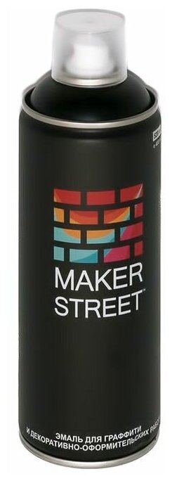 Эмаль для граффити и декоративно-оформительских работ "MAKERSTREET" MS400 400 мл 001 Черный матовый
