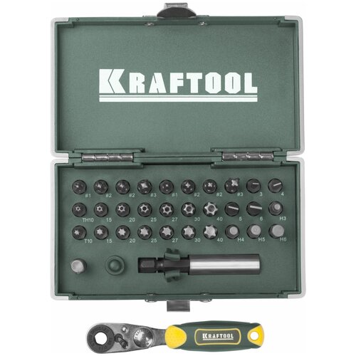 Набор кованых торсионных бит KRAFTOOL X-Drive 33 шт. 26065-H33 набор бит кованых профессиональных x drive pz2 50 мм 2 шт kraftool