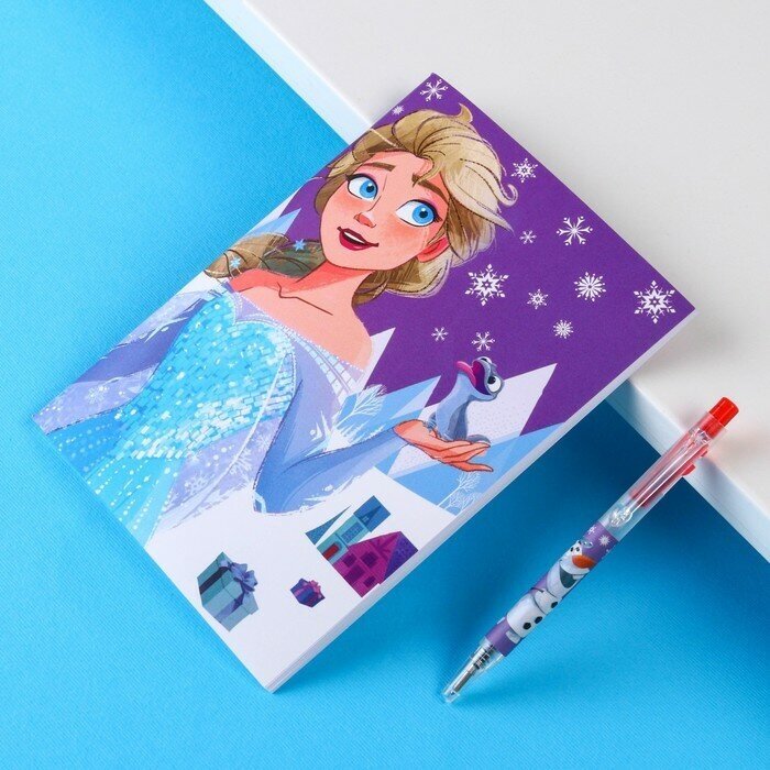 Disney Канцелярский набор "С новым годом", блокнот А5, ручка, наклейки, Холодное сердце