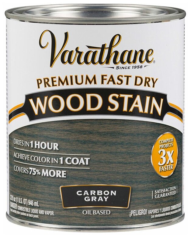 "Морилка - Масло Для Дерева Varathane Premium Fast Dry Wood Stain Угольный Серый 0,946 л"