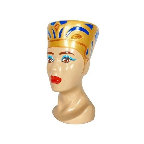 Кашпо керамическое для цветка Голова Нефертити цветная