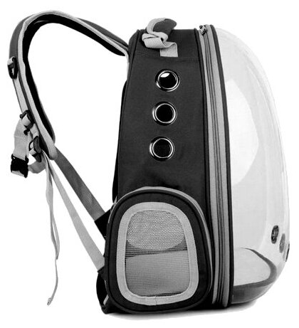 Рюкзак — переноска с прозрачной стенкой. Черный. 36x24x48 см - фотография № 2