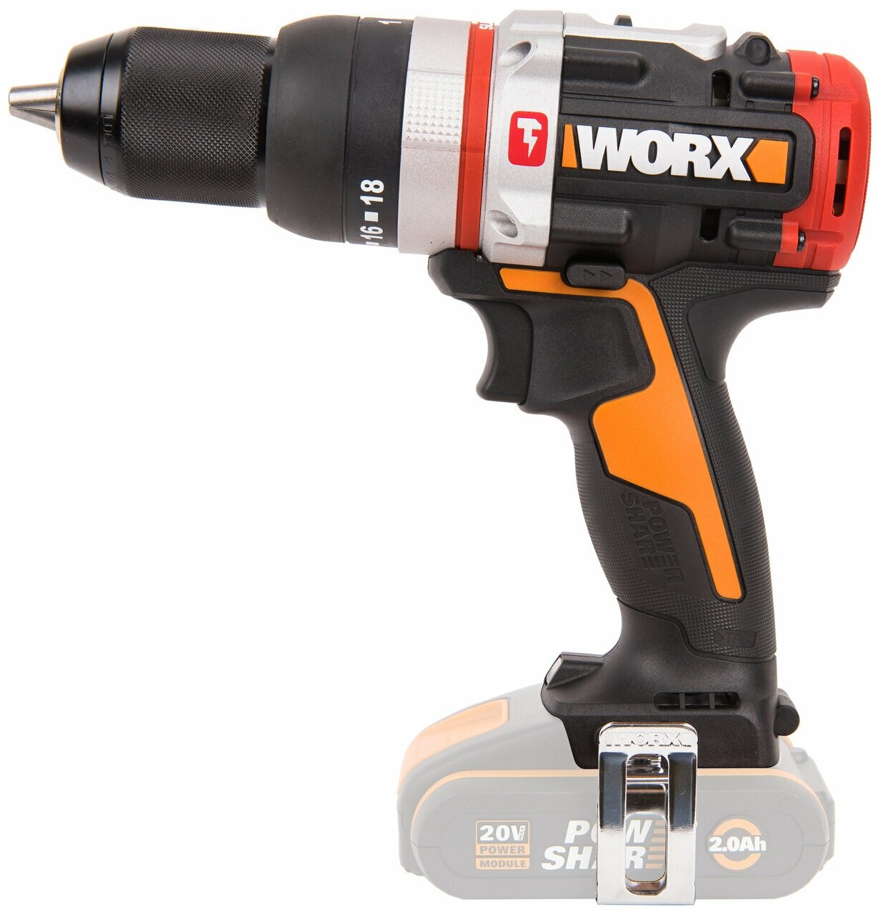 Дрель-шуруповерт ударная аккумуляторная WORX WX354.9, 20В, 60Нм, бесщеточная, без АКБ и ЗУ