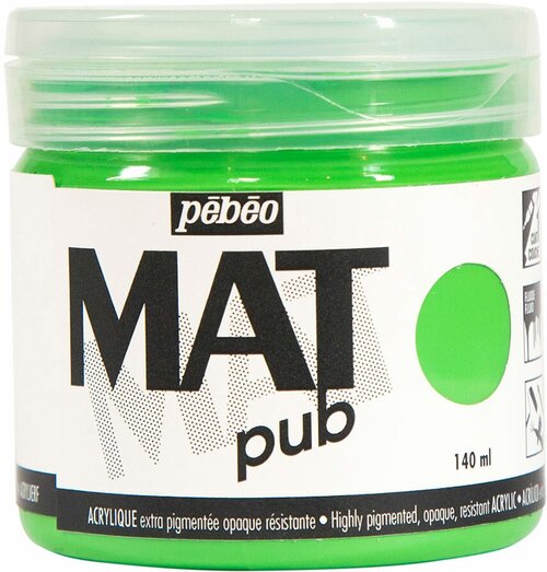 Краска акриловая Pebeo экстра матовая, Mat pub №1 140 мл, светло-зеленая