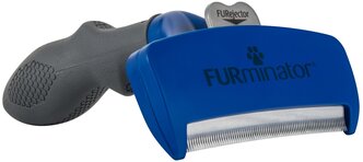Щетка-триммер FURminator L для короткошерстных собак крупных пород, синий/серый