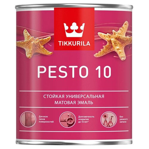 Эмаль алкидная стойкая матовая Pesto 10 (Песто 10) TIKKURILA 0,9 л бесцветная (база С)