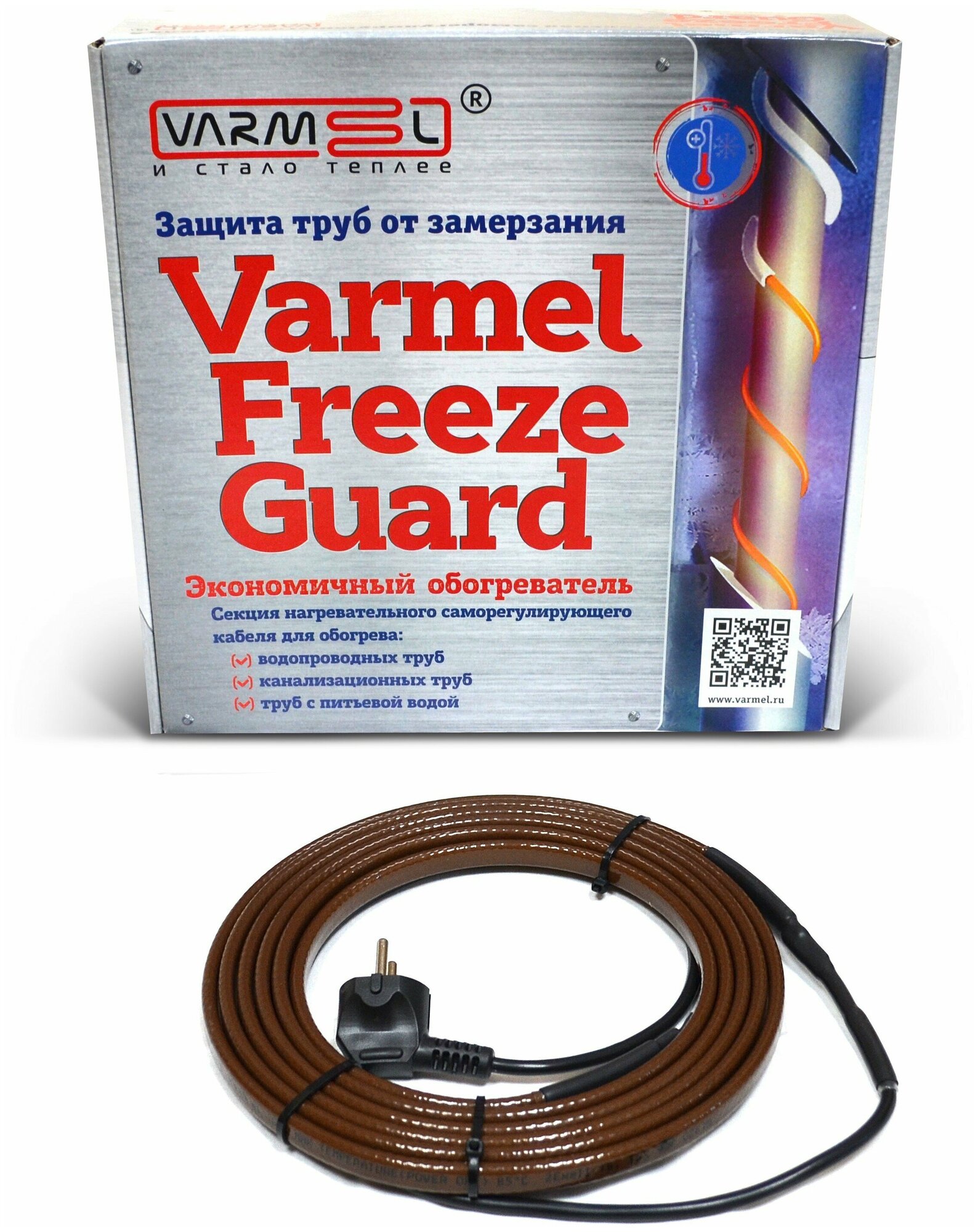 Греющий кабель саморегулирующийся Varmel Freeze Guard 30VFGR2-CP-2м (канализационный)