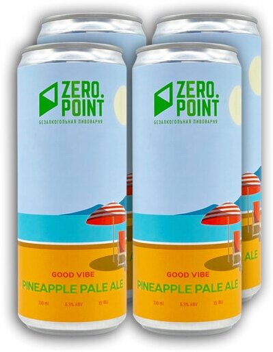 Безалкогольное пиво Zero Point "Good Vibe" Pineapple Pale Ale (4 шт х 0.33 л.)