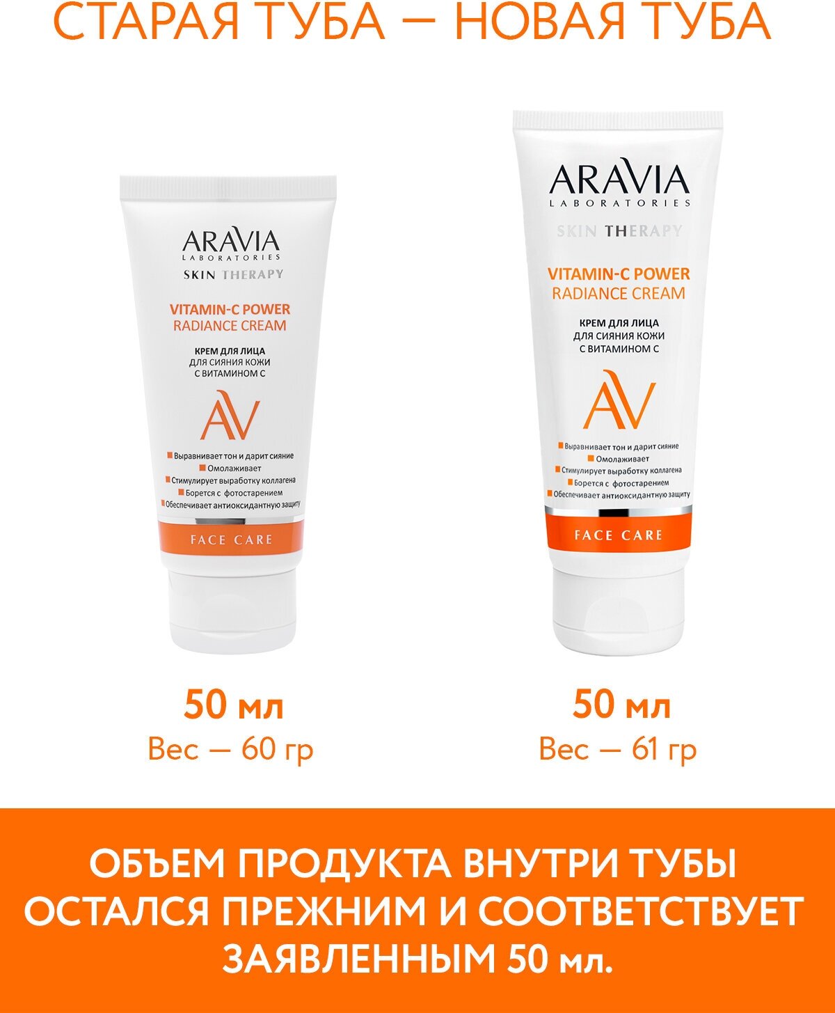 ARAVIA Крем для лица для сияния кожи с Витамином С Vitamin-C Power Radiance Cream, 50 мл