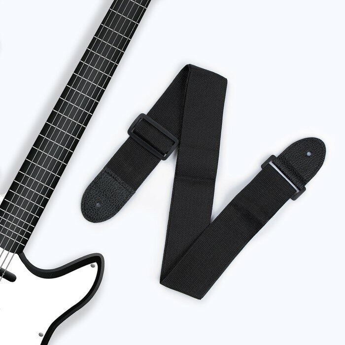 Music Life Ремень для гитары, черный, длина 60-110 см, ширина 5 см