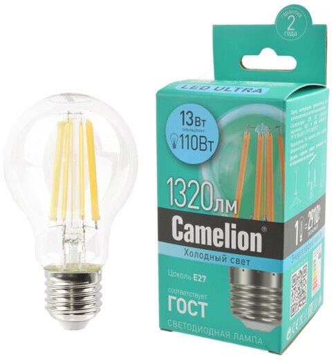 Светодиодная лампа Camelion LED13-A60-FL/845/E27 - фотография № 4