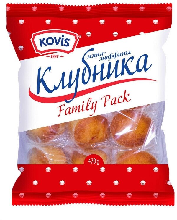 Мини-маффины клубника Kovis (Ковис), 470 гр, Раменский кондитерский комбинат