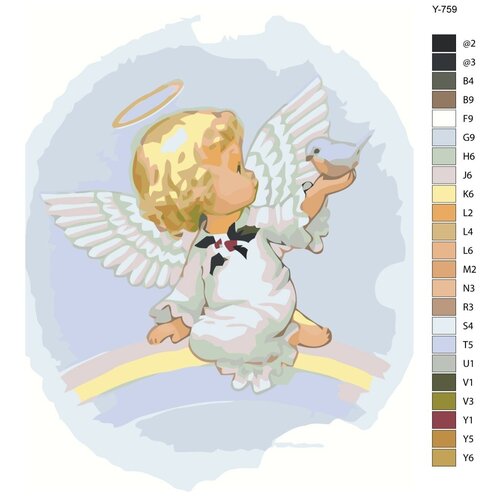 Картина по номерам Y-759 Малыш Ангел с птичкой 70x90