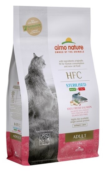 ALMO NATURE HFC ADULT STERILIZED SALMON для взрослых кастрированных котов и стерилизованных кошек со свежим лососем (1,2 кг)