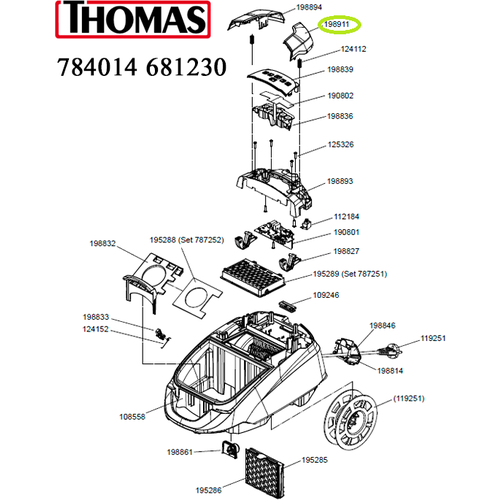 Кнопка (педаль) TS 198911 включения для Smart Touch к пылесосам Thomas