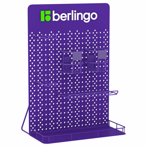 Металлический дисплей Berlingo (2 тубы, 2 крючка, полка), 350*150*500мм фиолетовый