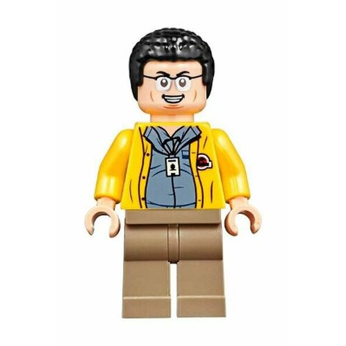 Минифигурка Lego jw059 Dennis Nedry - Jurassic Park Logo on Back lego jurassic world атака гиганотозавра и теризинозавра