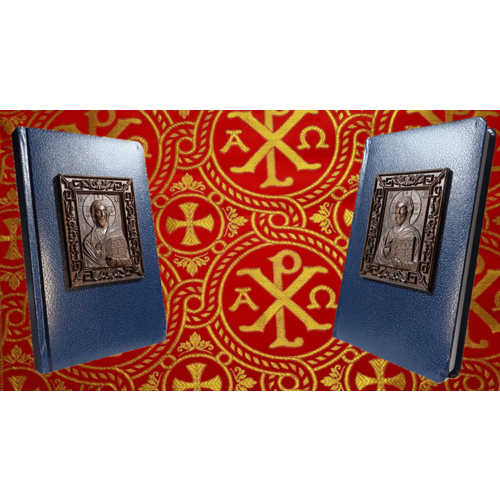 Ежедневник блокнот недатированный с барельефом из дерева, изображающим икону Господь Вседержитель, А5, 213х138 мм, Мастерская Символов